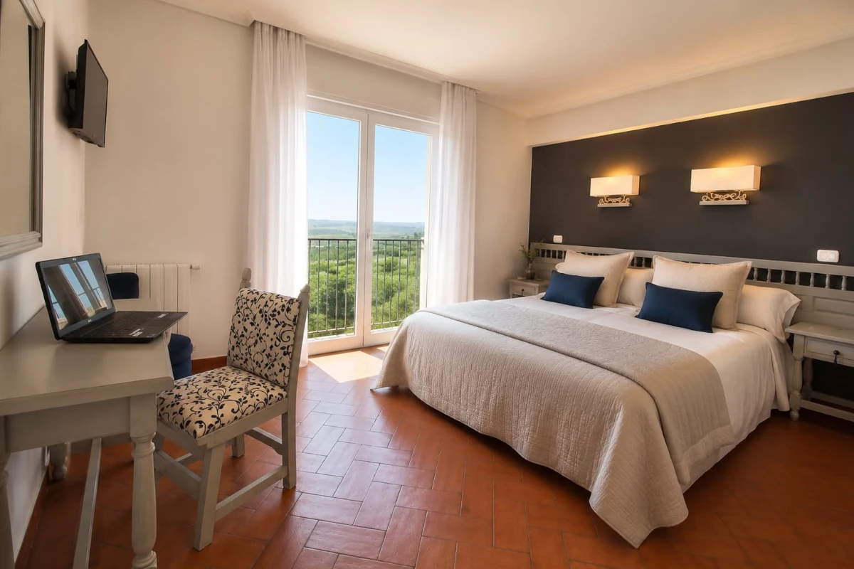 Superior double room with views over the Vega del Duero