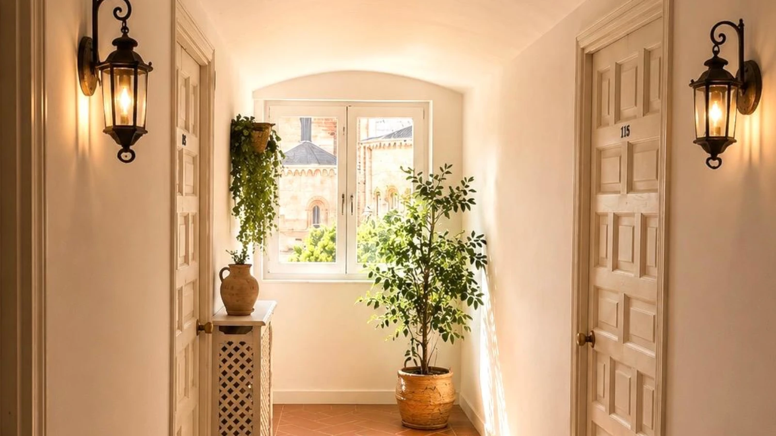 Hotel corridors and room access areas
